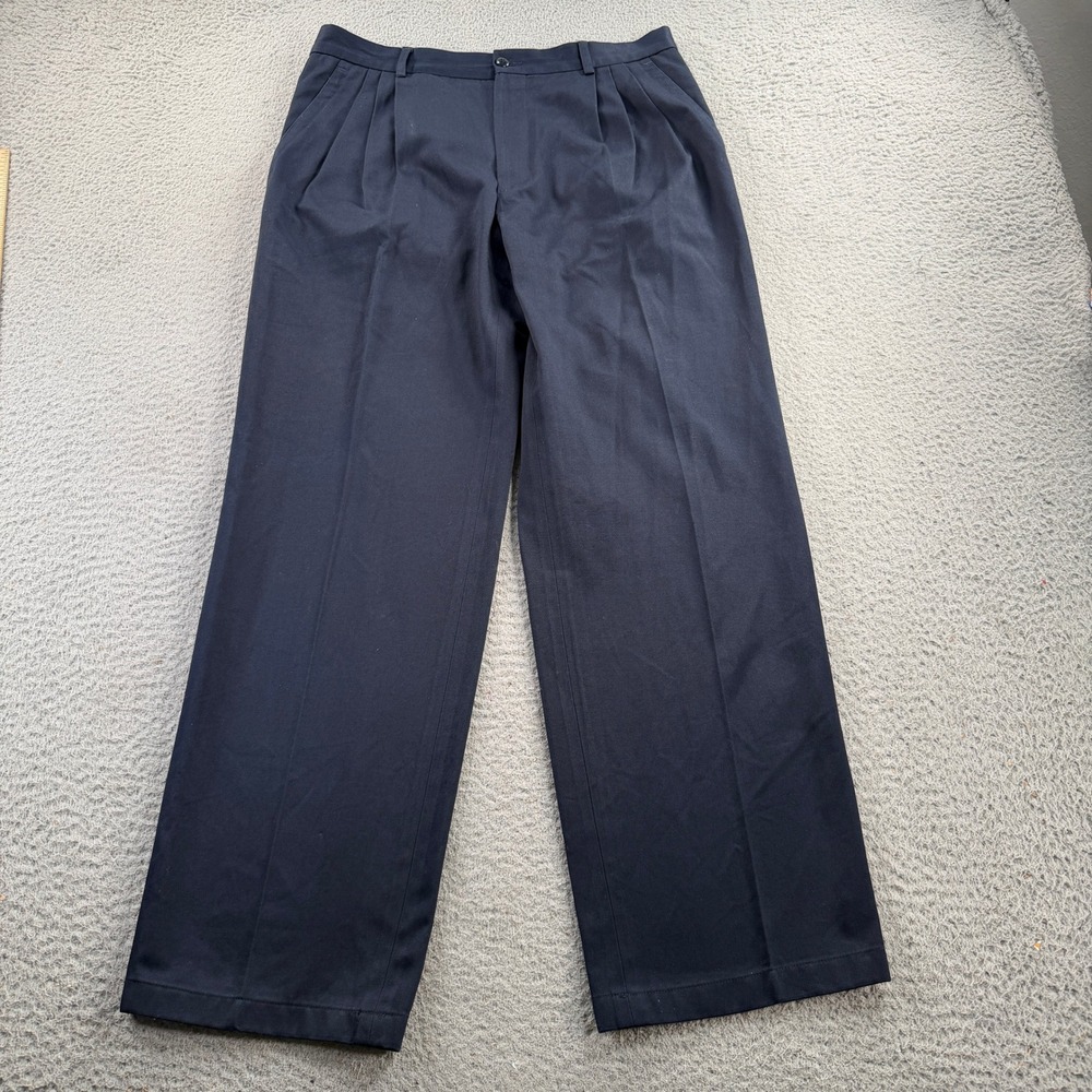 Vintage Gianni Versace Pants Mens 32x29 Navy Blue Triple Pleated Cotton Italy